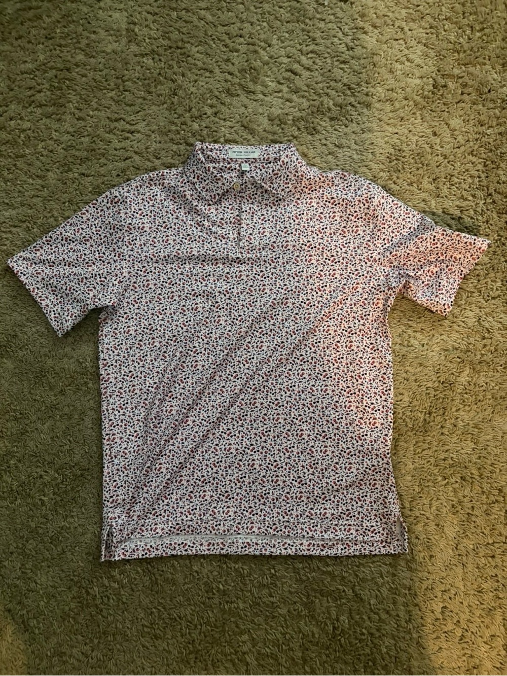 Peter Millar Summer Comfort Polo Shirt SizeYOUTH L White Red Blue Pattern